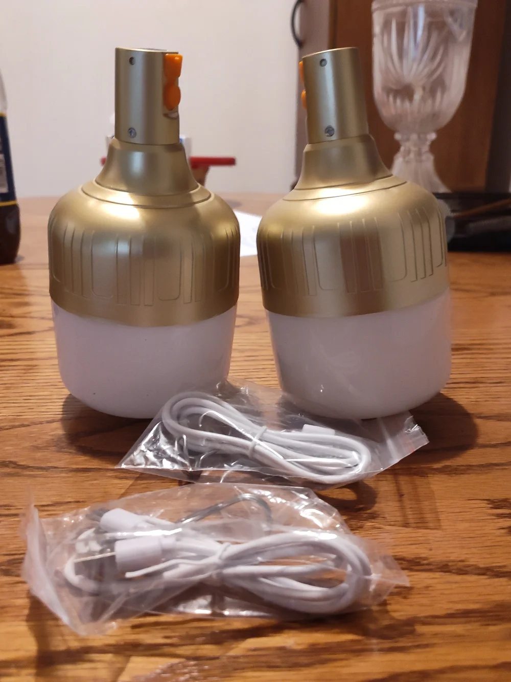 Gold Rechargeable Waterproof LED Bulb - 2 Pack
